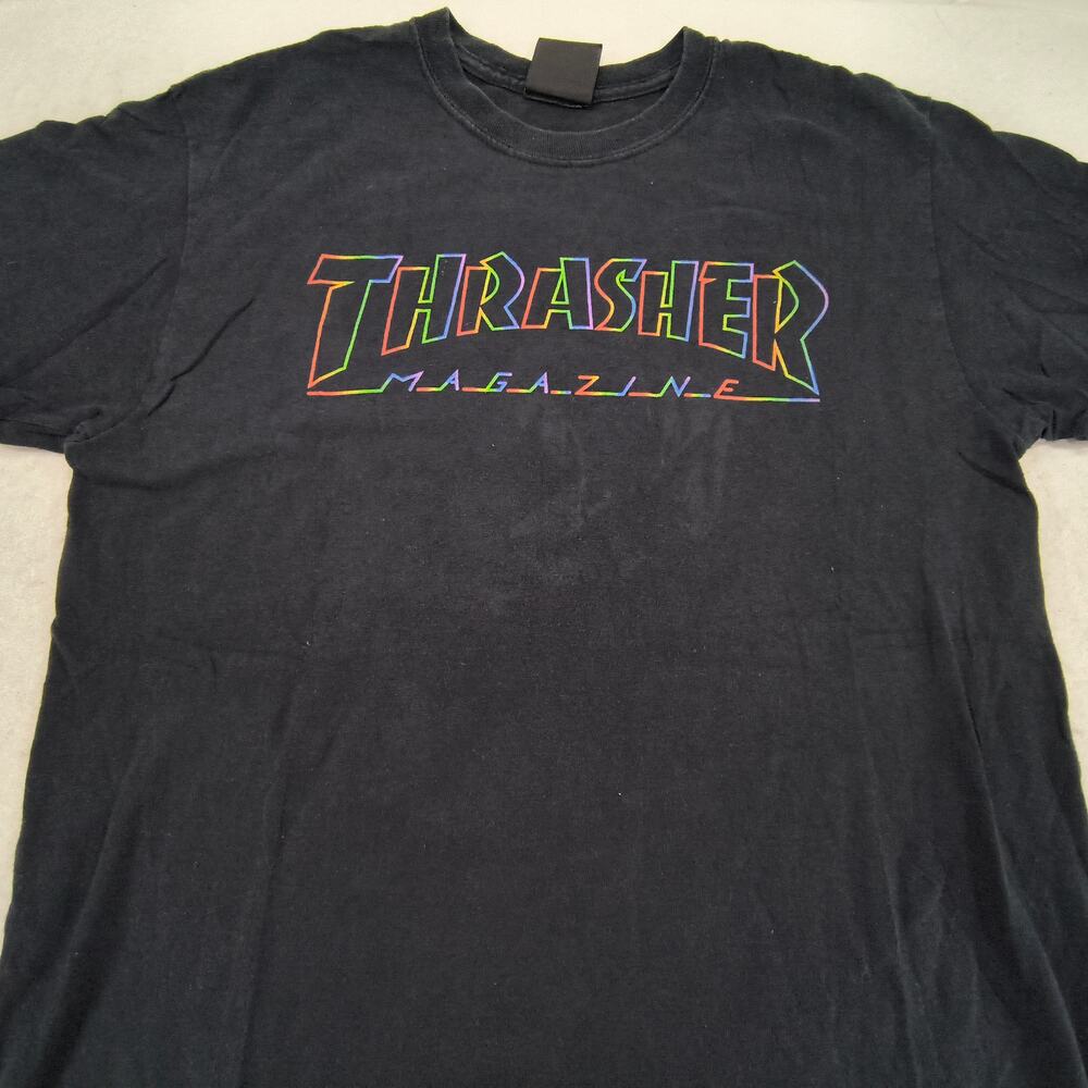 Thrasher Magazine Crew Neck Graphic T Shirt Mens Size Small S Black Multi